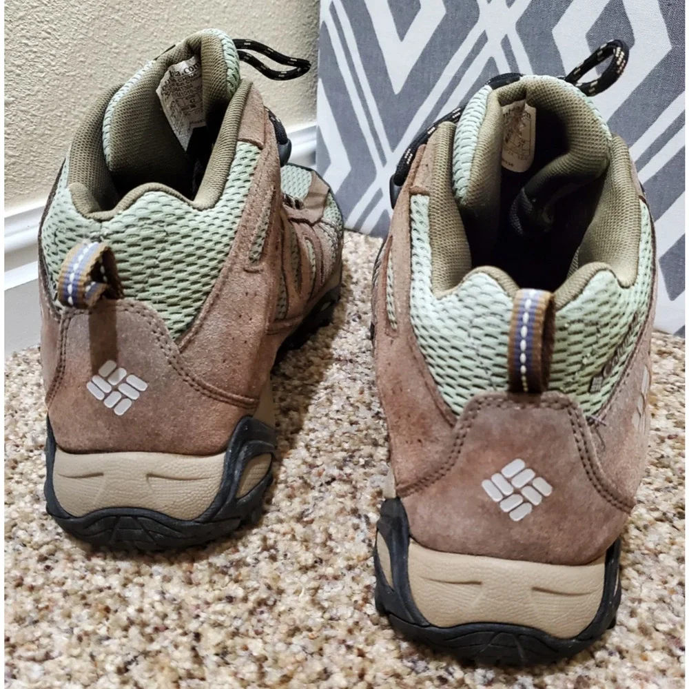 Columbia Waterproof Hiking Boots Men's Size 9 Brown Green Trail Outdoor Shoes
